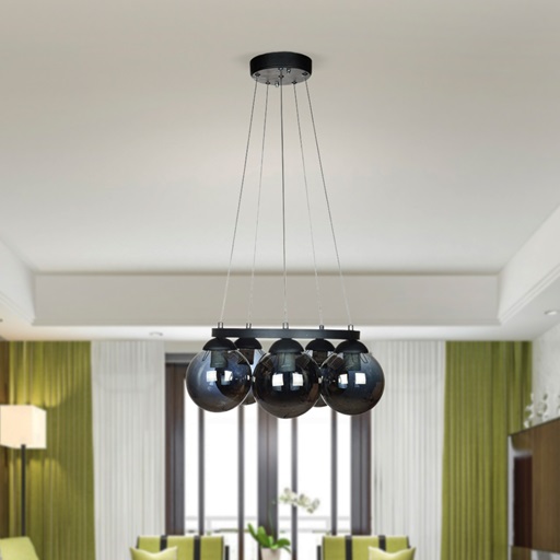 لوستر شش شعله چشمه نور کد A1233/6-BK&amp;BK مشکی